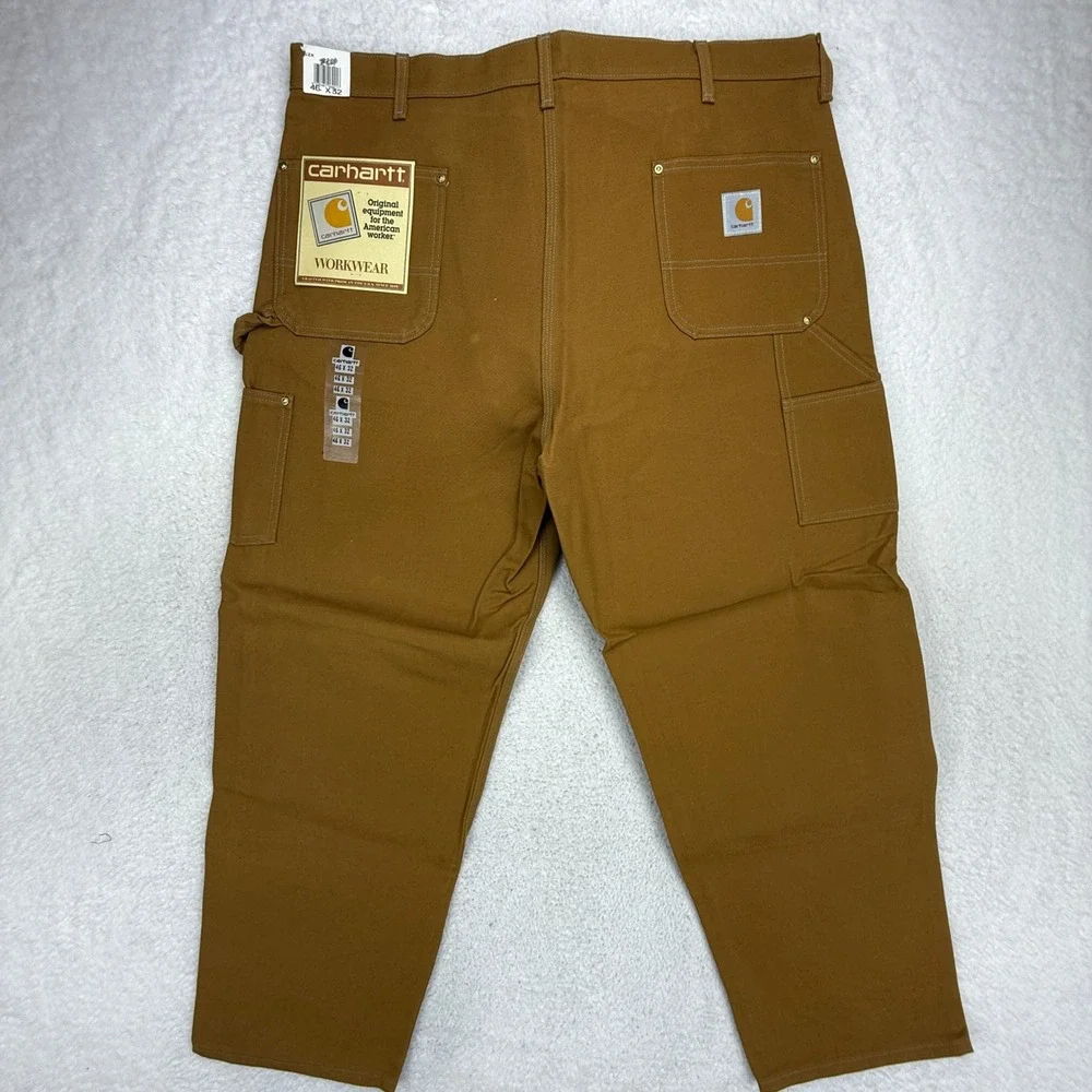 Carhartt 62W Double Front Work Dungaree Brown Duck Pants 46x32‎ USA NWT NOS